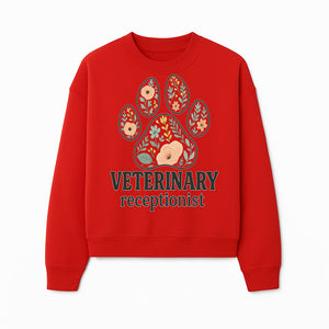Floral Paw Print Veterinary Receptionist Sign | Pet Care Office Decor | Animal Hospital Reception Wall Art - Sweatshirt 1758347421843.jpg