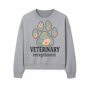 Floral Paw Print Veterinary Receptionist Sign | Pet Care Office Decor | Animal Hospital Reception Wall Art - Sweatshirt 1758347421974.jpg