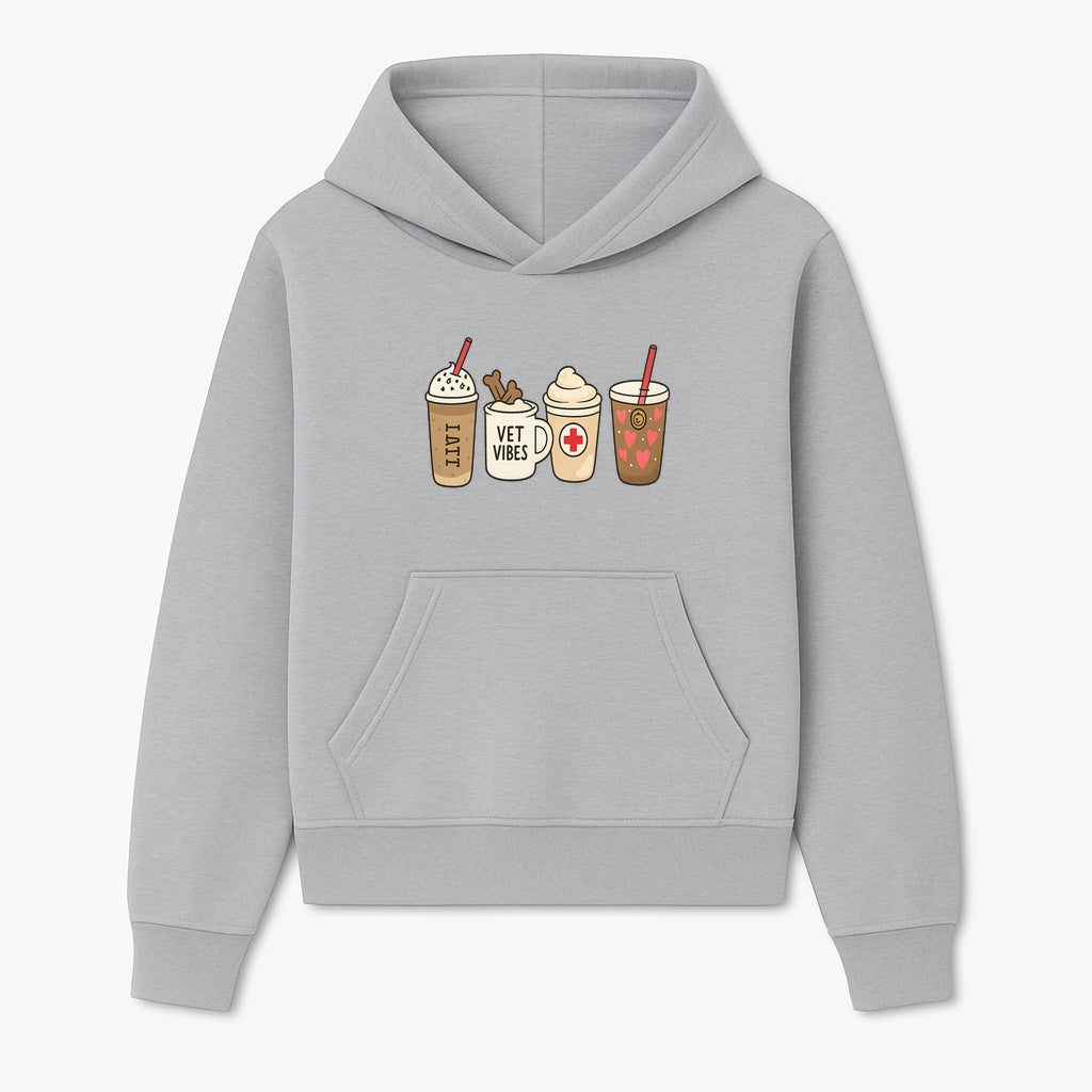 Cute Coffee and Pet-Themed Stickers Set - Vet Vibes Drink Art for Animal Lovers, Fun Home Decor and Gifts - Hoodie 1758347422090.jpg