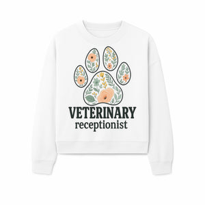 Floral Paw Print Veterinary Receptionist Sign | Pet Care Office Decor | Animal Hospital Reception Wall Art - Sweatshirt 1758347422110.jpg