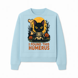 Halloween Black Cat Skeleton with Bone, I Found This Humerus Cute Pumpkin Design, Spooky Decor, Fun Trick or Treat Gift - Sweatshirt 1758347422122.jpg