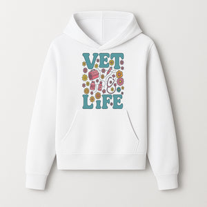 Vet Life Graphic Tee | Colorful Vet Inspired T-Shirt with Pet Icons and Flowers | Perfect Gift for Animal Lovers and Vets - Hoodie 1758347422187.jpg