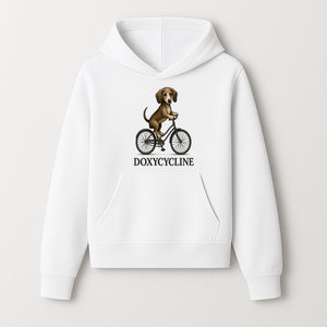 Doxycycline Dog Bicycle Art Print | Cute Dog Riding Bike Wall Decor | Pet Lover Gift | Whimsical Animal Illustration - Hoodie 1758347422192.jpg