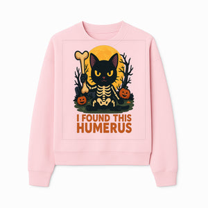 Halloween Black Cat Skeleton with Bone, I Found This Humerus Cute Pumpkin Design, Spooky Decor, Fun Trick or Treat Gift - Sweatshirt 1758347422257.jpg