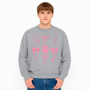 Pink Veterinary Theme Clipart | Pet Care Stethoscope, Paw Prints, Syringe & Bows | Cute Digital Graphics for Animal Lovers - Sweatshirt 1758347422498.jpg