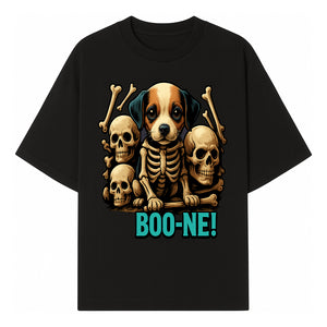 Funny Halloween Dog Skeleton Art T-Shirt | Boo-ne! Graphic Tee with Skull Design | Spooky Pet Lover Apparel - T-shirt 1758347422620.jpg