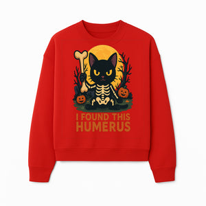 Halloween Black Cat Skeleton with Bone, I Found This Humerus Cute Pumpkin Design, Spooky Decor, Fun Trick or Treat Gift - Sweatshirt 1758347422671.jpg