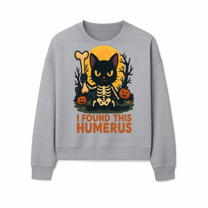 Halloween Black Cat Skeleton with Bone, I Found This Humerus Cute Pumpkin Design, Spooky Decor, Fun Trick or Treat Gift - Sweatshirt 1758347422836.jpg