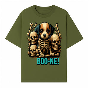 Funny Halloween Dog Skeleton Art T-Shirt | Boo-ne! Graphic Tee with Skull Design | Spooky Pet Lover Apparel - T-shirt 1758347422858.jpg