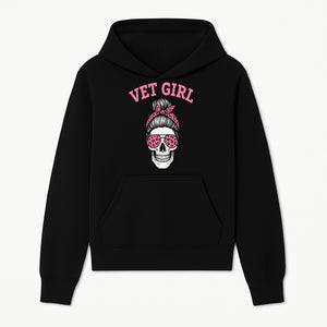 Vet Girl Skull Graphic Tee - Trendy Pink Leopard Sunglasses & Bandana Design for Animal Lovers - Hoodie 1758347422871.jpg