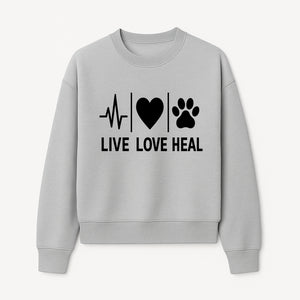 Live Love Heal Wall Art | Heartbeat Love Paw Print Inspirational Decor | Pet Lover Gift | Motivational Home Decoration - Sweatshirt 1758347422894.jpg