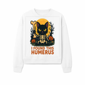 Halloween Black Cat Skeleton with Bone, I Found This Humerus Cute Pumpkin Design, Spooky Decor, Fun Trick or Treat Gift - Sweatshirt 1758347422964.jpg