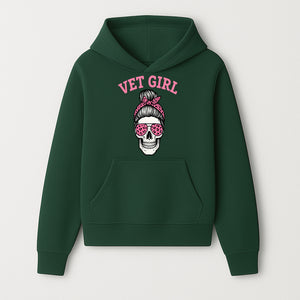 Vet Girl Skull Graphic Tee - Trendy Pink Leopard Sunglasses & Bandana Design for Animal Lovers - Hoodie 1758347423149.jpg