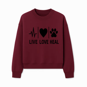 Live Love Heal Wall Art | Heartbeat Love Paw Print Inspirational Decor | Pet Lover Gift | Motivational Home Decoration - Sweatshirt 1758347423230.jpg