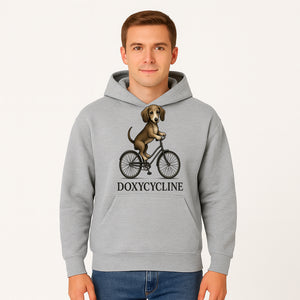 Doxycycline Dog Bicycle Art Print | Cute Dog Riding Bike Wall Decor | Pet Lover Gift | Whimsical Animal Illustration - Hoodie 1758347423309.jpg
