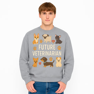 Future Veterinarian Dog Lover Cute Illustration for Kids - Animal Themed Art Print with Adorable Puppies and Paw Prints - Sweatshirt 1758347423322.jpg