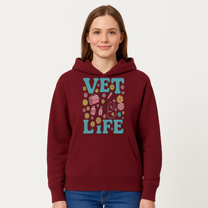 Vet Life Graphic Tee | Colorful Vet Inspired T-Shirt with Pet Icons and Flowers | Perfect Gift for Animal Lovers and Vets - Hoodie 1758347423447.jpg
