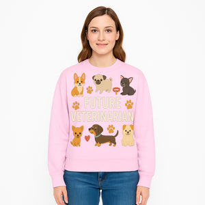 Future Veterinarian Dog Lover Cute Illustration for Kids - Animal Themed Art Print with Adorable Puppies and Paw Prints - Sweatshirt 1758347423474.jpg