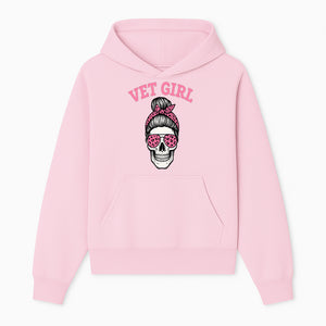 Vet Girl Skull Graphic Tee - Trendy Pink Leopard Sunglasses & Bandana Design for Animal Lovers - Hoodie 1758347423538.jpg