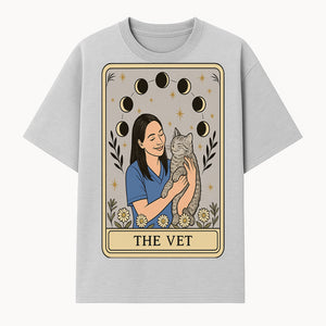 Veterinarian Art Print - Cat Lover Decor - Floral Moon Phases - Cute Vet and Cat Illustration - Animal Care Gifts - T-shirt 1758347423635.jpg