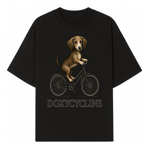 Doxycycline Dog Bicycle Art Print | Cute Dog Riding Bike Wall Decor | Pet Lover Gift | Whimsical Animal Illustration - T-shirt 1758347423739.jpg