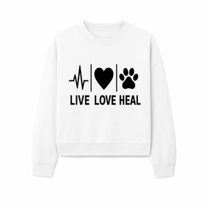 Live Love Heal Wall Art | Heartbeat Love Paw Print Inspirational Decor | Pet Lover Gift | Motivational Home Decoration - Sweatshirt 1758347423762.jpg
