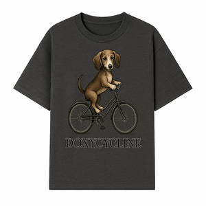 Doxycycline Dog Bicycle Art Print | Cute Dog Riding Bike Wall Decor | Pet Lover Gift | Whimsical Animal Illustration - T-shirt 1758347423882.jpg