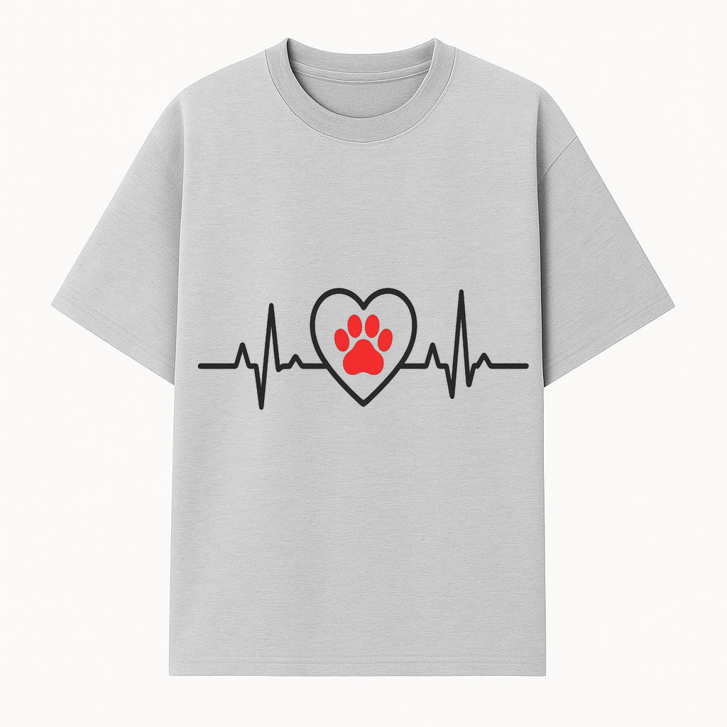 Pet Heartbeat Graphic T-Shirt | Love for Pets | Animal Heartbeat Design | Dog Cat Lover Gift | Cute Pet Apparel | Heart and Paw Print - T-shirt 1758347423996.jpg