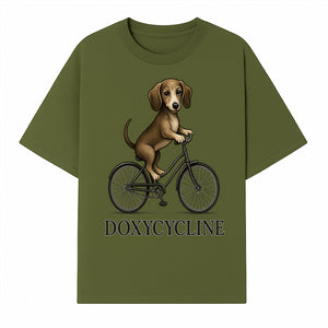 Doxycycline Dog Bicycle Art Print | Cute Dog Riding Bike Wall Decor | Pet Lover Gift | Whimsical Animal Illustration - T-shirt 1758347424013.jpg
