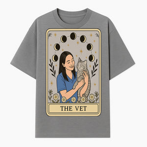 Veterinarian Art Print - Cat Lover Decor - Floral Moon Phases - Cute Vet and Cat Illustration - Animal Care Gifts - T-shirt 1758347424172.jpg