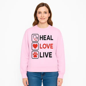 Stethoscope Wall Art - Heal, Love, Live Neon Sign - Inspirational Decor for Medical Professionals and Animal Lovers - Sweatshirt 1758347424186.jpg