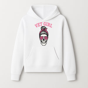 Vet Girl Skull Graphic Tee - Trendy Pink Leopard Sunglasses & Bandana Design for Animal Lovers - Hoodie 1758347424219.jpg