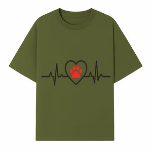 Pet Heartbeat Graphic T-Shirt | Love for Pets | Animal Heartbeat Design | Dog Cat Lover Gift | Cute Pet Apparel | Heart and Paw Print - T-shirt 1758347424372.jpg