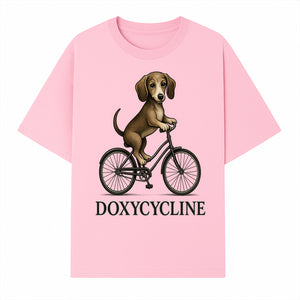 Doxycycline Dog Bicycle Art Print | Cute Dog Riding Bike Wall Decor | Pet Lover Gift | Whimsical Animal Illustration - T-shirt 1758347424462.jpg