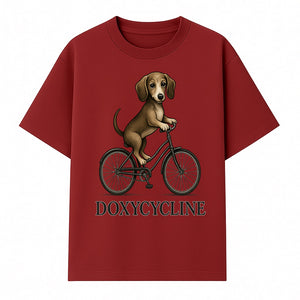 Doxycycline Dog Bicycle Art Print | Cute Dog Riding Bike Wall Decor | Pet Lover Gift | Whimsical Animal Illustration - T-shirt 1758347424587.jpg