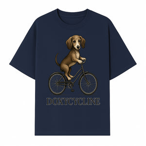 Doxycycline Dog Bicycle Art Print | Cute Dog Riding Bike Wall Decor | Pet Lover Gift | Whimsical Animal Illustration - T-shirt 1758347424716.jpg