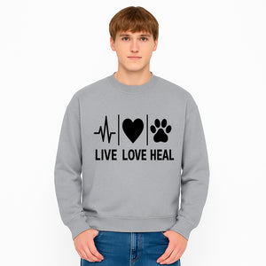 Live Love Heal Wall Art | Heartbeat Love Paw Print Inspirational Decor | Pet Lover Gift | Motivational Home Decoration - Sweatshirt 1758347424883.jpg