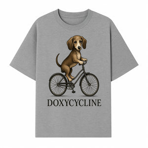 Doxycycline Dog Bicycle Art Print | Cute Dog Riding Bike Wall Decor | Pet Lover Gift | Whimsical Animal Illustration - T-shirt 1758347424967.jpg