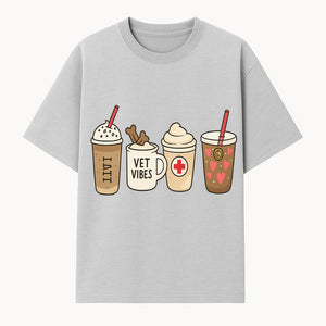 Cute Coffee and Pet-Themed Stickers Set - Vet Vibes Drink Art for Animal Lovers, Fun Home Decor and Gifts - T-shirt 1758347424975.jpg
