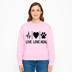 Live Love Heal Wall Art | Heartbeat Love Paw Print Inspirational Decor | Pet Lover Gift | Motivational Home Decoration - Sweatshirt 1758347425011.jpg