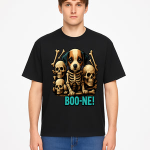 Funny Halloween Dog Skeleton Art T-Shirt | Boo-ne! Graphic Tee with Skull Design | Spooky Pet Lover Apparel - T-shirt 1758347425093.jpg