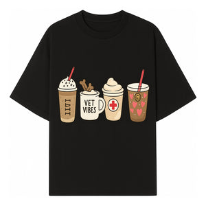 Cute Coffee and Pet-Themed Stickers Set - Vet Vibes Drink Art for Animal Lovers, Fun Home Decor and Gifts - T-shirt 1758347425098.jpg