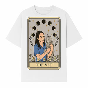 Veterinarian Art Print - Cat Lover Decor - Floral Moon Phases - Cute Vet and Cat Illustration - Animal Care Gifts - T-shirt 1758347425134.jpg