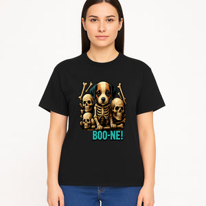 Funny Halloween Dog Skeleton Art T-Shirt | Boo-ne! Graphic Tee with Skull Design | Spooky Pet Lover Apparel - T-shirt 1758347425226.jpg