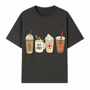 Cute Coffee and Pet-Themed Stickers Set - Vet Vibes Drink Art for Animal Lovers, Fun Home Decor and Gifts - T-shirt 1758347425231.jpg
