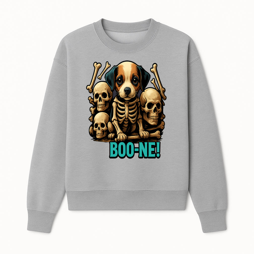 Funny Halloween Dog Skeleton Art T-Shirt | Boo-ne! Graphic Tee with Skull Design | Spooky Pet Lover Apparel - Sweatshirt 1758347425347.jpg