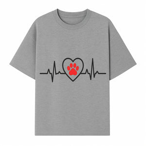 Pet Heartbeat Graphic T-Shirt | Love for Pets | Animal Heartbeat Design | Dog Cat Lover Gift | Cute Pet Apparel | Heart and Paw Print - T-shirt 1758347425412.jpg