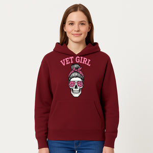 Vet Girl Skull Graphic Tee - Trendy Pink Leopard Sunglasses & Bandana Design for Animal Lovers - Hoodie 1758347425482.jpg