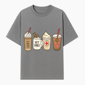 Cute Coffee and Pet-Themed Stickers Set - Vet Vibes Drink Art for Animal Lovers, Fun Home Decor and Gifts - T-shirt 1758347425528.jpg