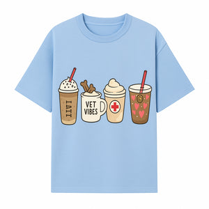 Cute Coffee and Pet-Themed Stickers Set - Vet Vibes Drink Art for Animal Lovers, Fun Home Decor and Gifts - T-shirt 1758347425699.jpg